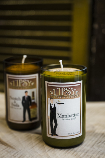 The Manhattan and Scotch and Soda Candle made by Tipsy Candle Company.