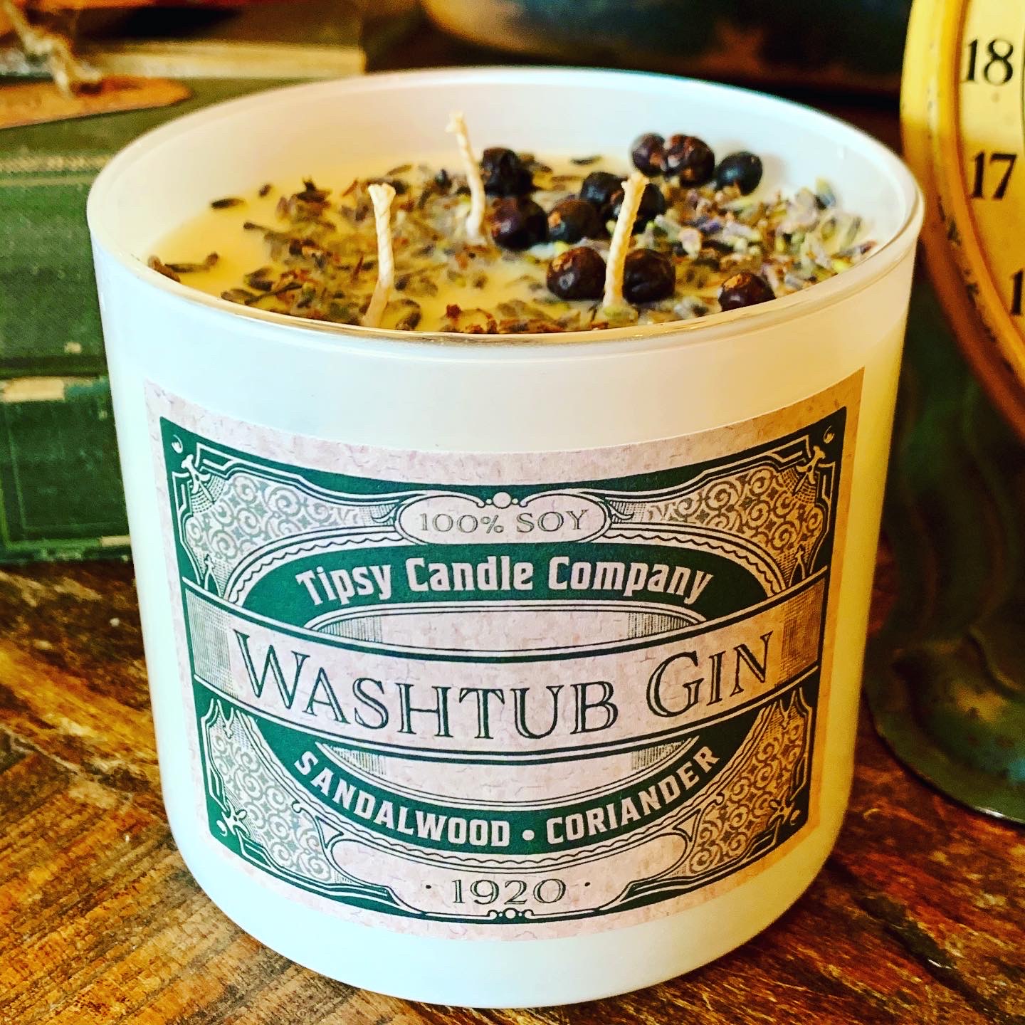 Washtub Gin 3 wick Soy 17 ounce Candle made by Tipsy Candle Company