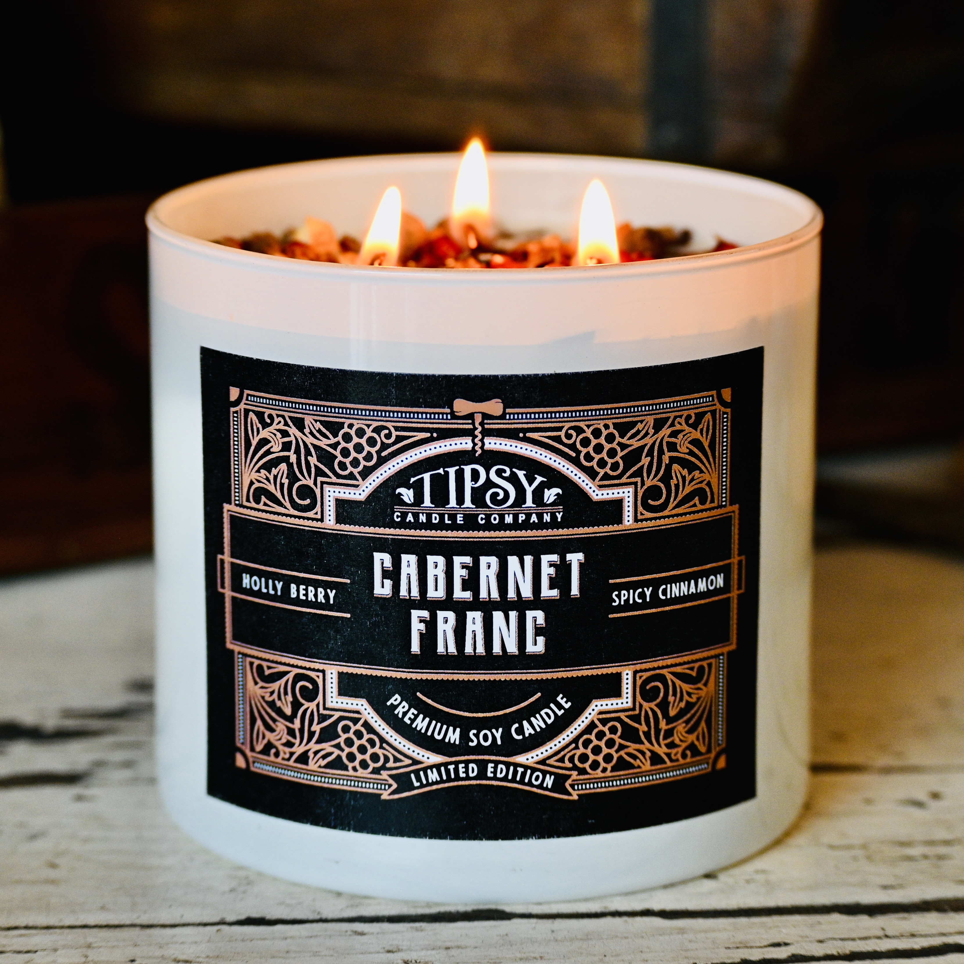 Cabernet Franc Soy 3 wick candle by Tipsy Candle Company