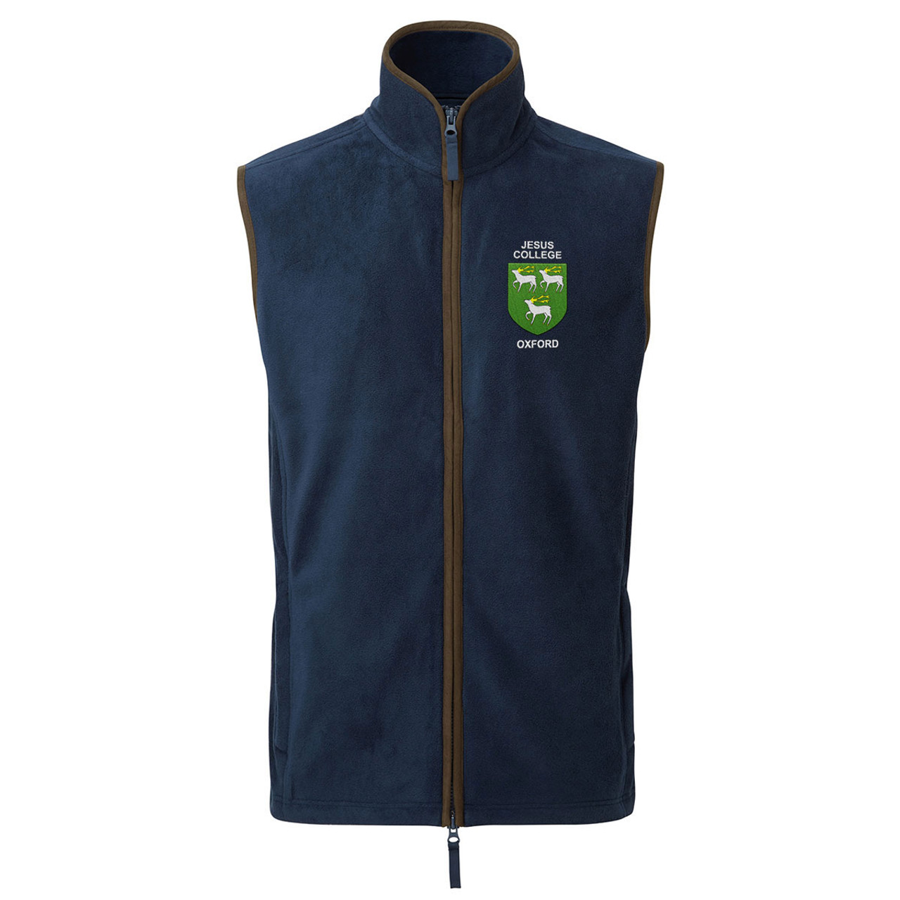 Jesus College Embroidered Mens Fleece Gilet - Navy