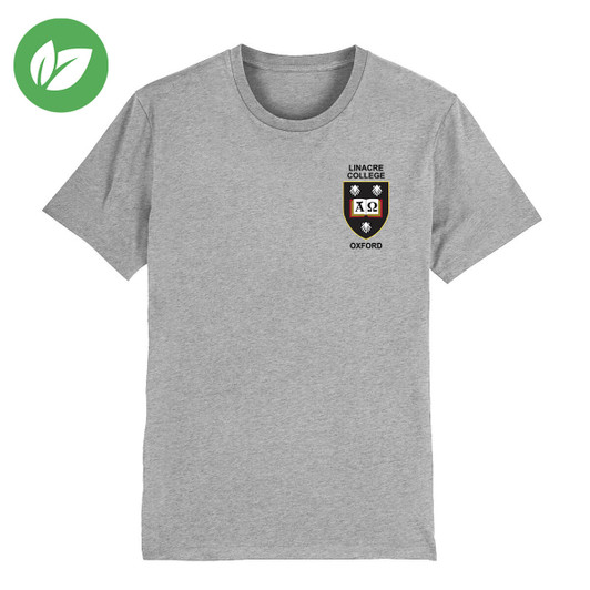 Linacre College Embroidered Organic T-Shirt - Heather Grey