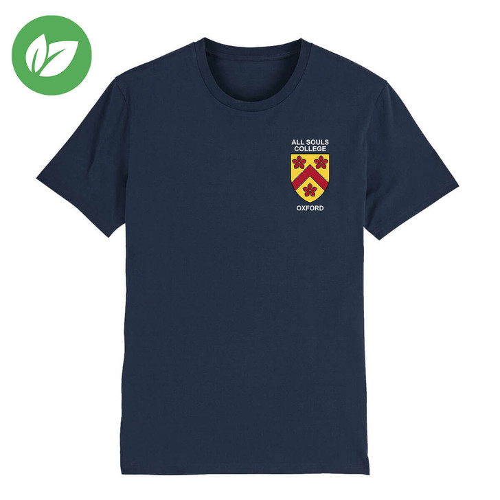 All Souls College Embroidered Organic T-Shirt - French Navy