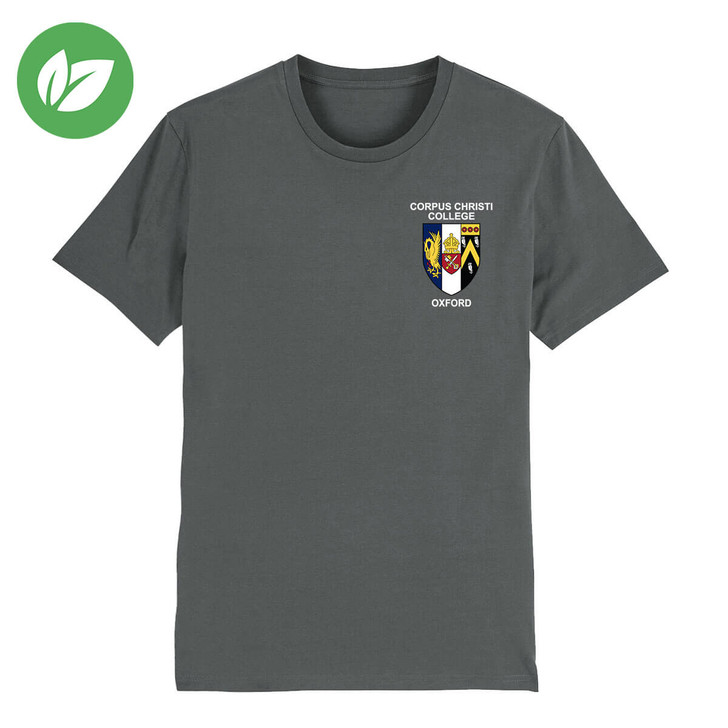 Corpus Christi College Embroidered Organic T-Shirt - Anthracite