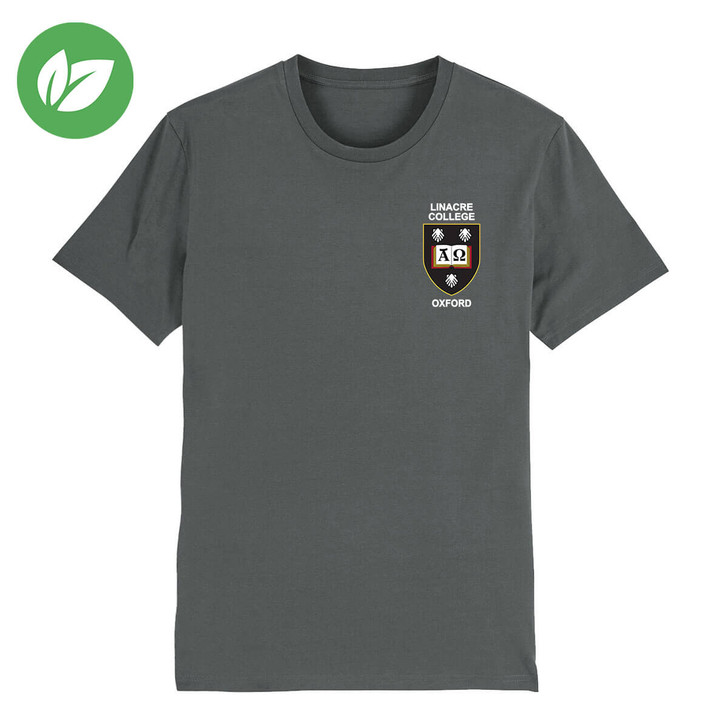 Linacre College Embroidered Organic T-Shirt - Anthracite