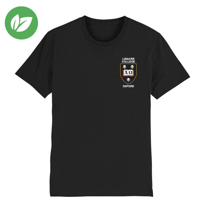 Linacre College Embroidered Organic T-Shirt - Black