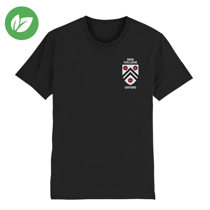 New College Embroidered Organic T-Shirt - Black