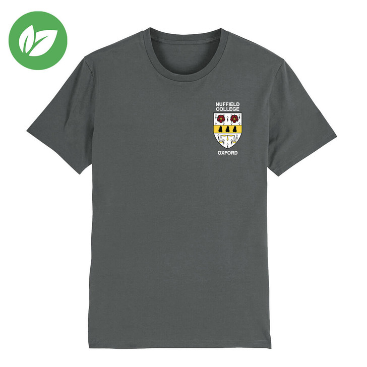 Nuffield College Embroidered Organic T-Shirt - Anthracite