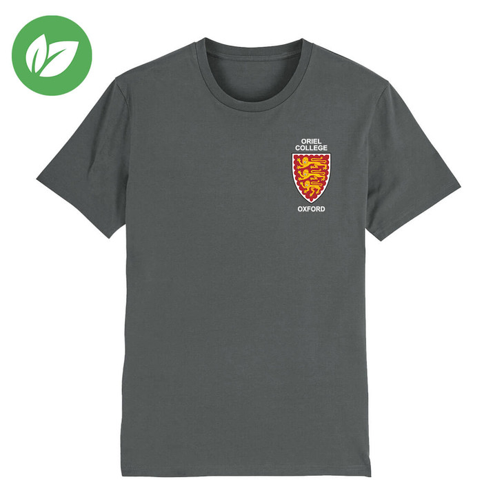 Oriel College Embroidered Organic T-Shirt - Anthracite