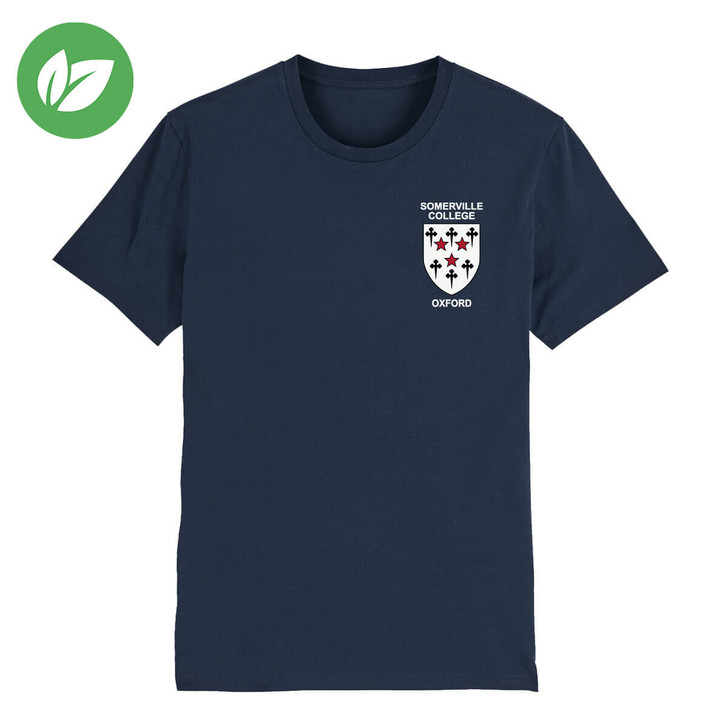 Somerville College Embroidered Organic T-Shirt - French Navy