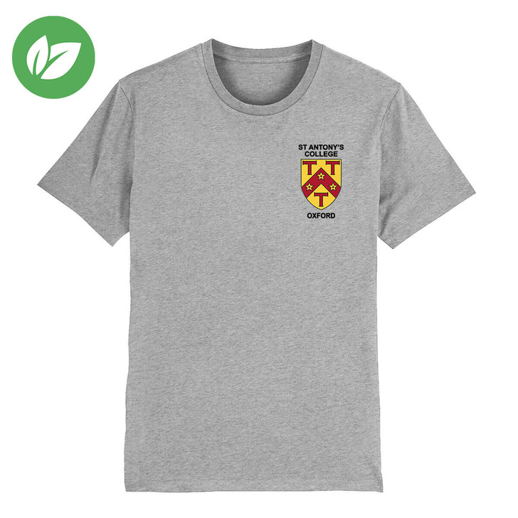 St Antony's College Embroidered Organic T-Shirt - Heather Grey