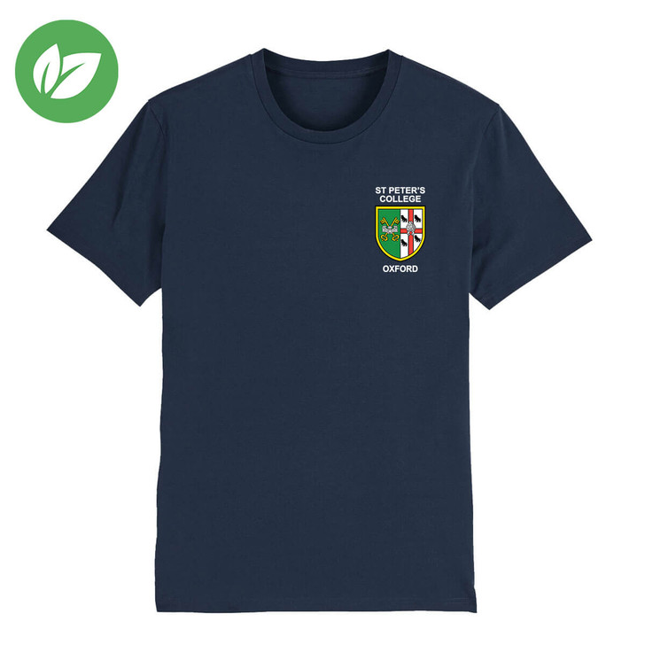 St Peter's College Embroidered Organic T-Shirt - French Navy