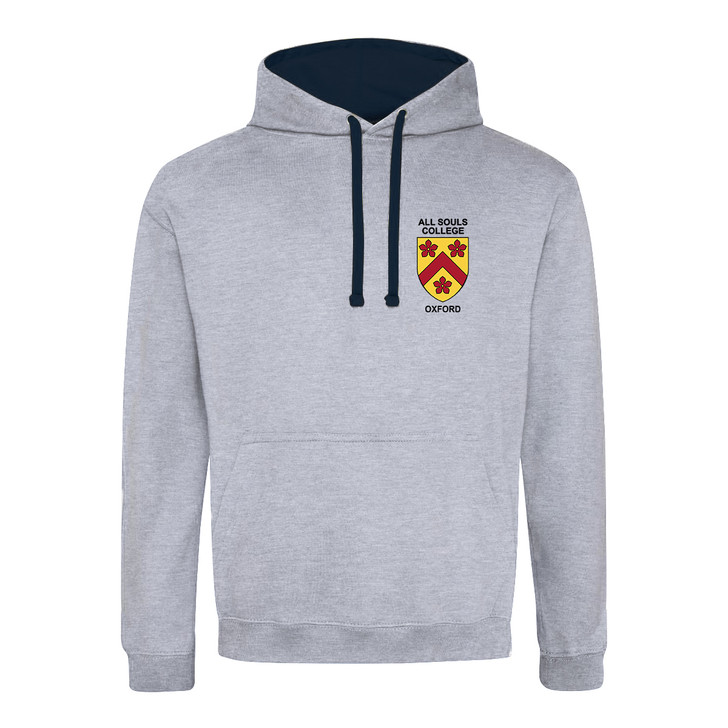 All Souls College Embroidered Hoodie - Heather Grey/Navy