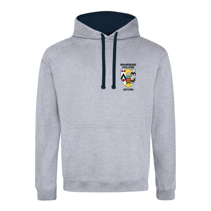 Brasenose College embroidered Hoodie - Heather Grey/Navy