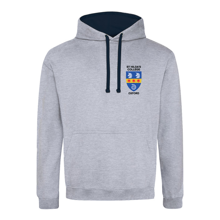 St Hilda's College Embroidered Hoodie - Heather Grey/Navy