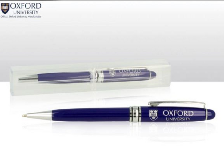 Oxford University Dark Blue Ballpoint Pen in Clear Case