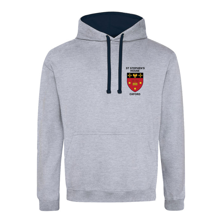 St Stephen's House College Embroidered Hoodie - Heather Grey/Navy