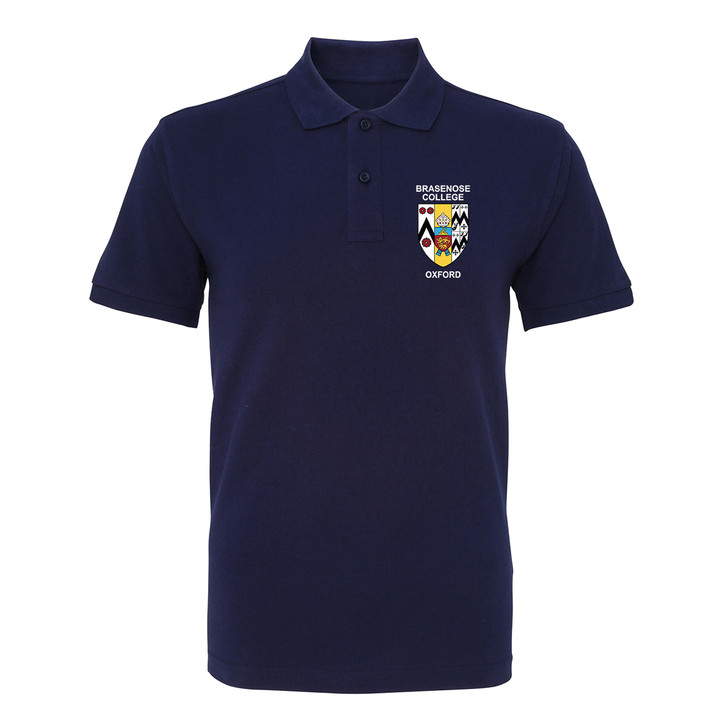 Brasenose College Embroidered Mens Polo Shirt - Navy