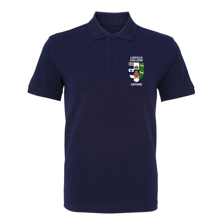 Lincoln College Embroidered Mens Polo Shirt - Navy
