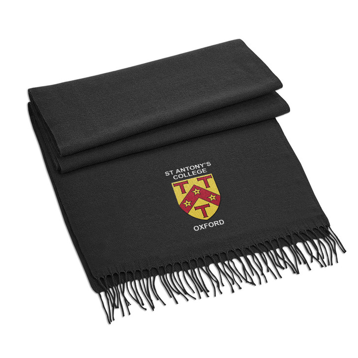 Black St Antony's College Embroidered Scarf