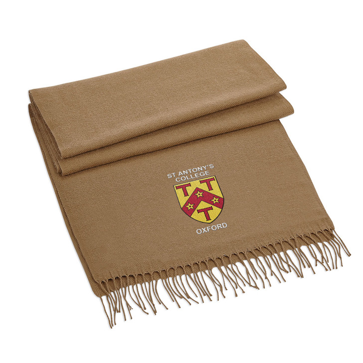 Beige St Antony's College Embroidered Scarf