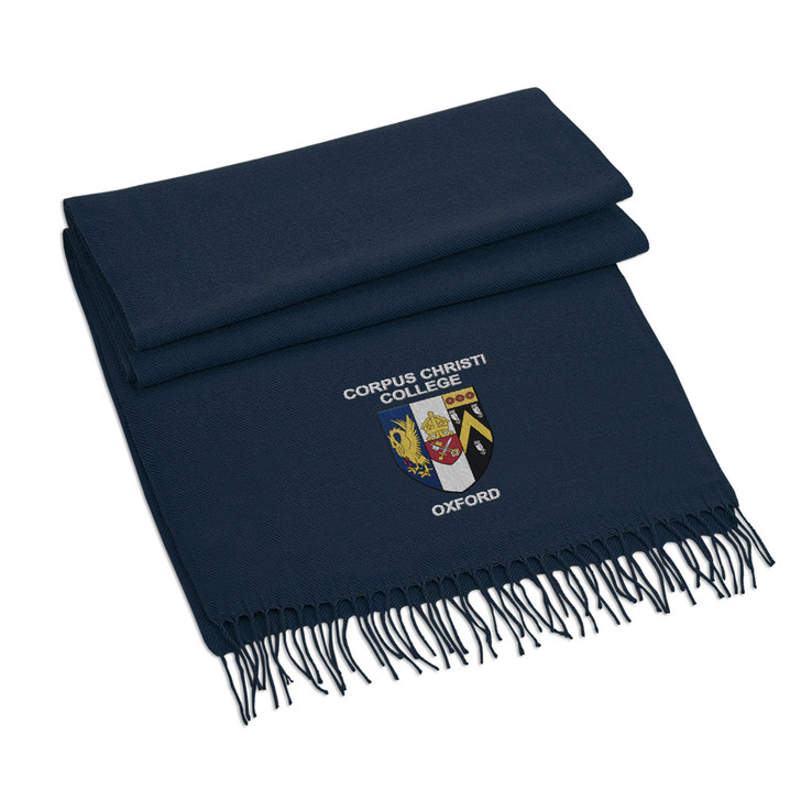 Navy Corpus Christi College Embroidered Scarf