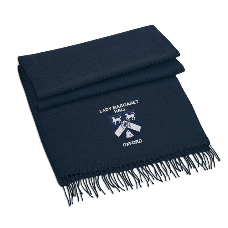 Navy Lady Margaret College Embroidered Scarf