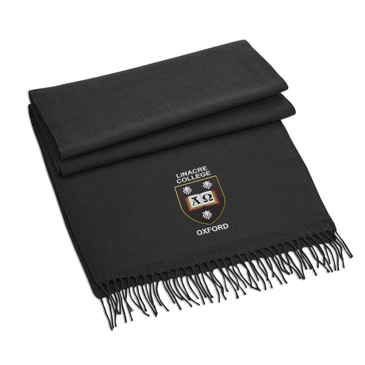 Black Linacre College Embroidered Scarf