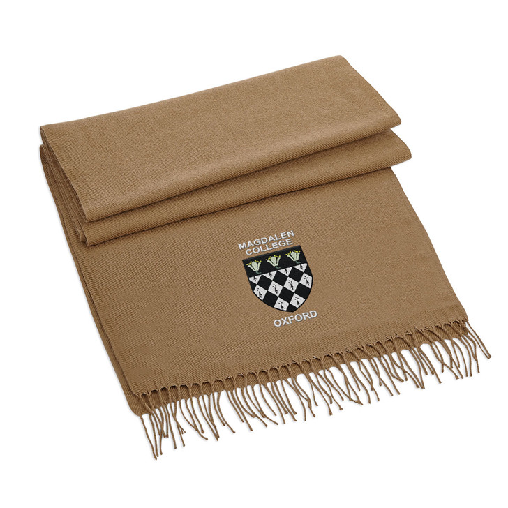 Beige Magdalen College Embroidered Scarf