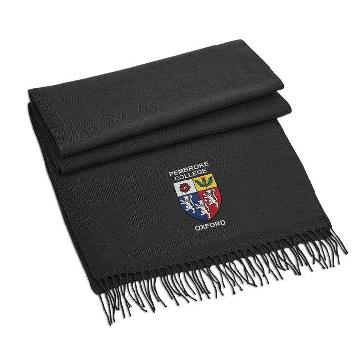 Black Pembroke College Embroidered Scarf