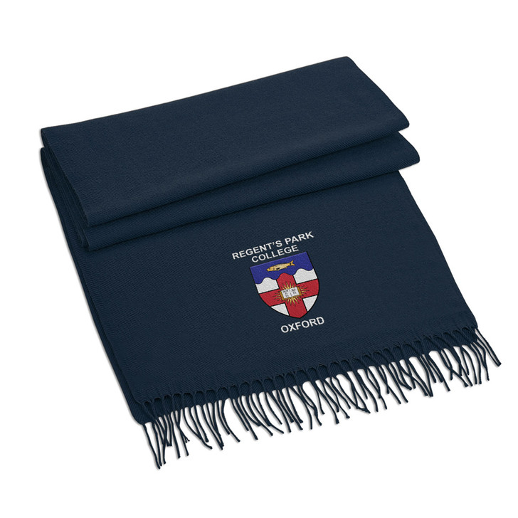 Navy Regent's Park College Embroidered Scarf