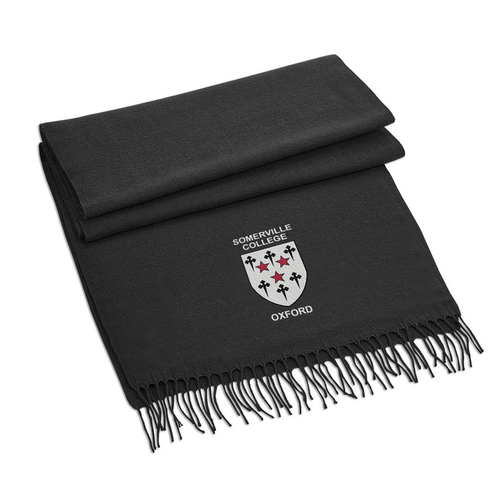 Black Somerville College Embroidered Scarf