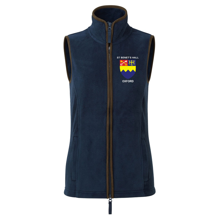 St Benet's Hall Embroidered Ladies Fleece Gilet - Navy