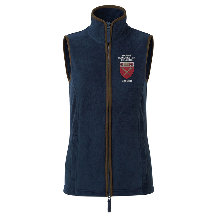 Harris Manchester College Embroidered Ladies Fleece Gilet - Navy