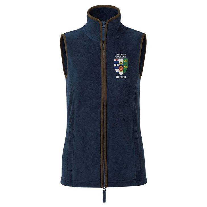 Lincoln College Embroidered Ladies Fleece Gilet - Navy