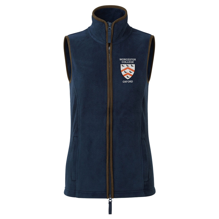 Worcester College Embroidered Ladies Fleece Gilet - Navy