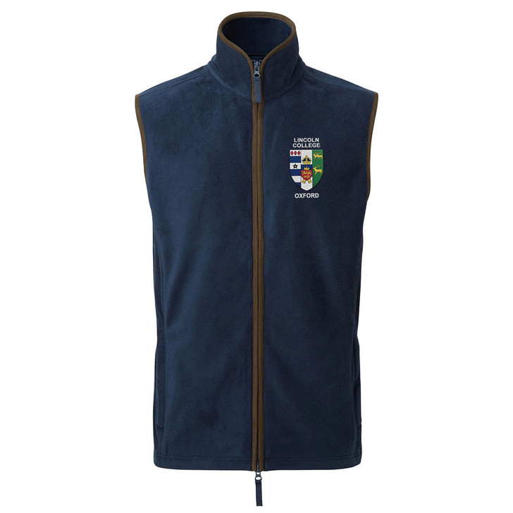 Lincoln College Embroidered Mens Fleece Gilet - Navy