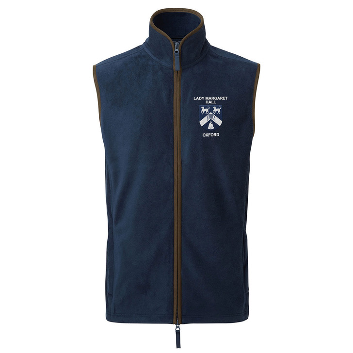 Lady Margaret Hall College Embroidered Mens Fleece Gilet - Navy