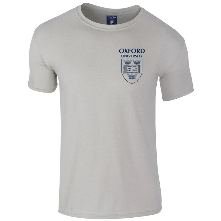 Official Oxford University Pocket Shield Kids T Shirt - Sports Grey - Large