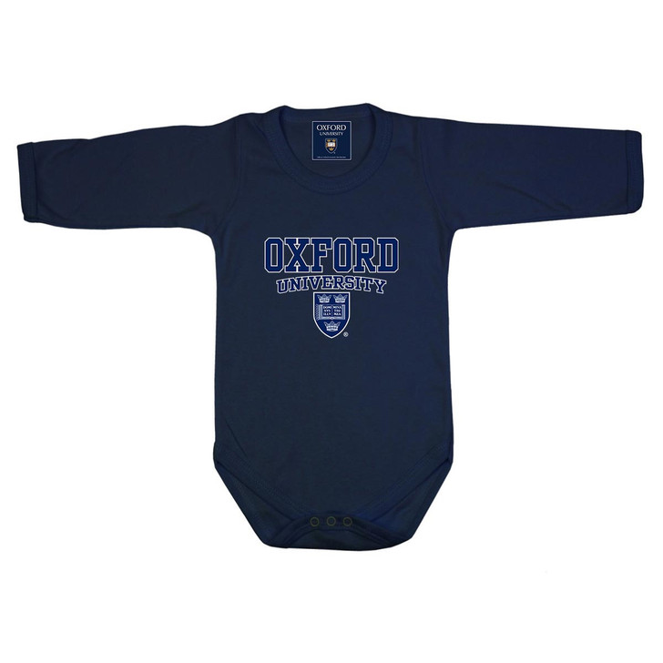 Official Oxford University Crest - Long sleeve baby Bodysuit - Navy - 0/3 months