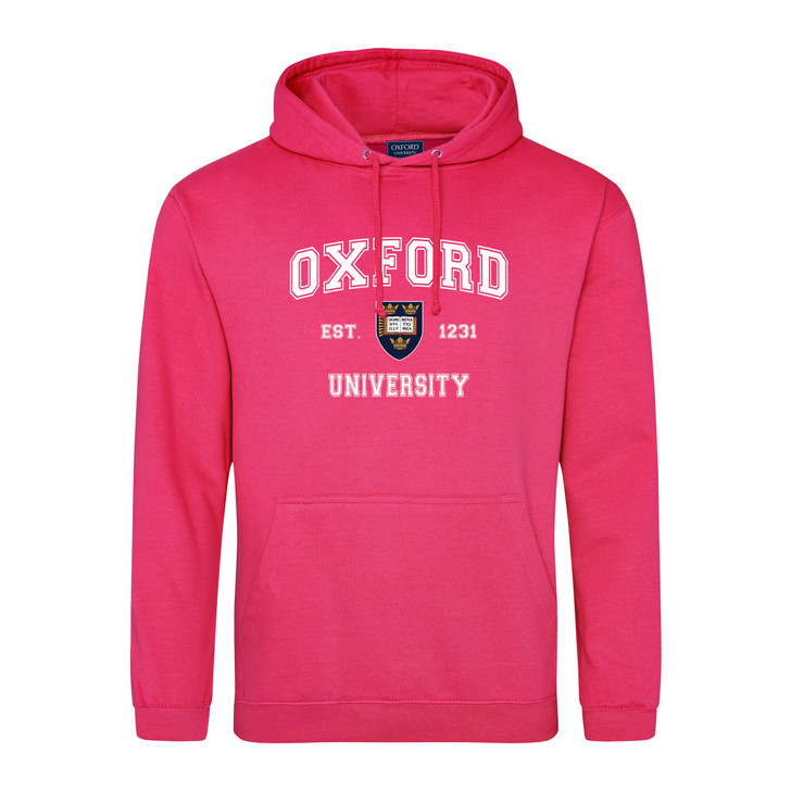 Official Oxford University 'Harvard Style' Hoodie - Heliconia - Large