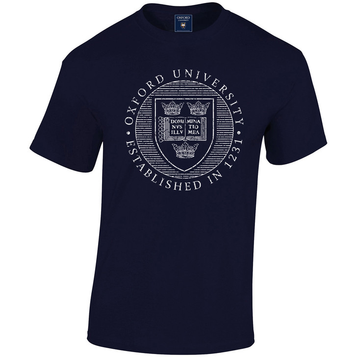 Official Oxford University Distressed Crest T-Shirt - Navy