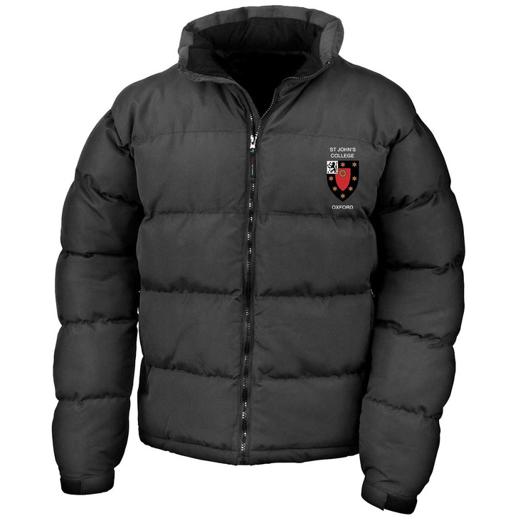 College Classic Embroidered  Puffer Jacket - Black