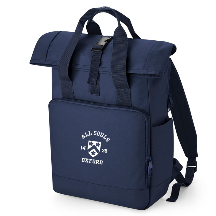 Oxford College Roll-Top Backpack – Navy – Single Colour