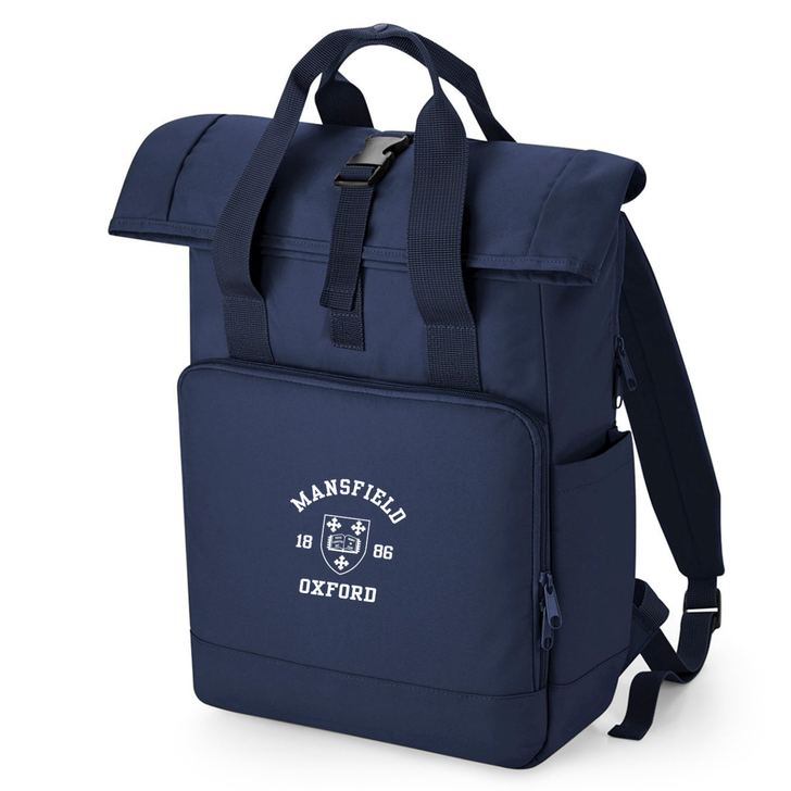 Oxford College Roll-Top Backpack – Navy – Single Colour