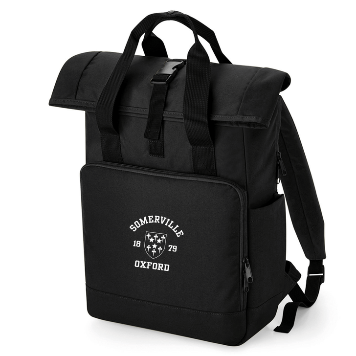 Oxford College Roll-Top Backpack – Black – Single Colour