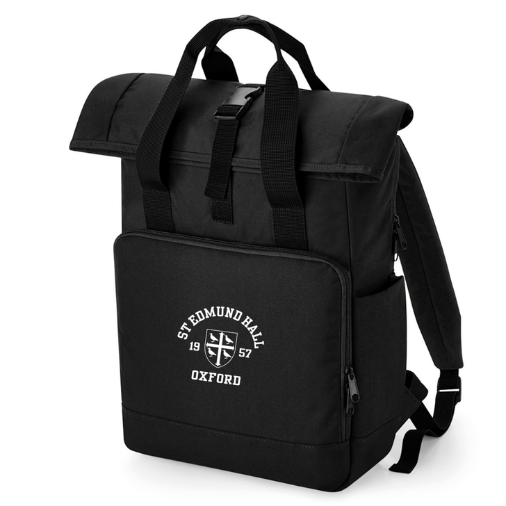 Oxford College Roll-Top Backpack – Black – Single Colour
