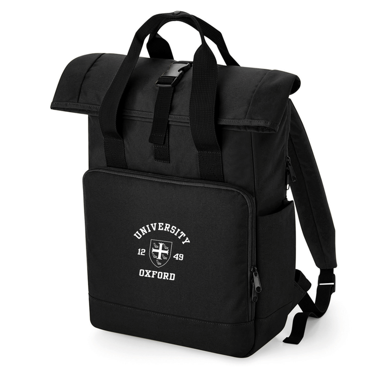 Oxford College Roll-Top Backpack – Black – Single Colour