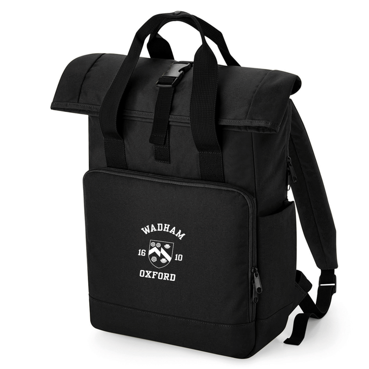 Oxford College Roll-Top Backpack – Black – Single Colour