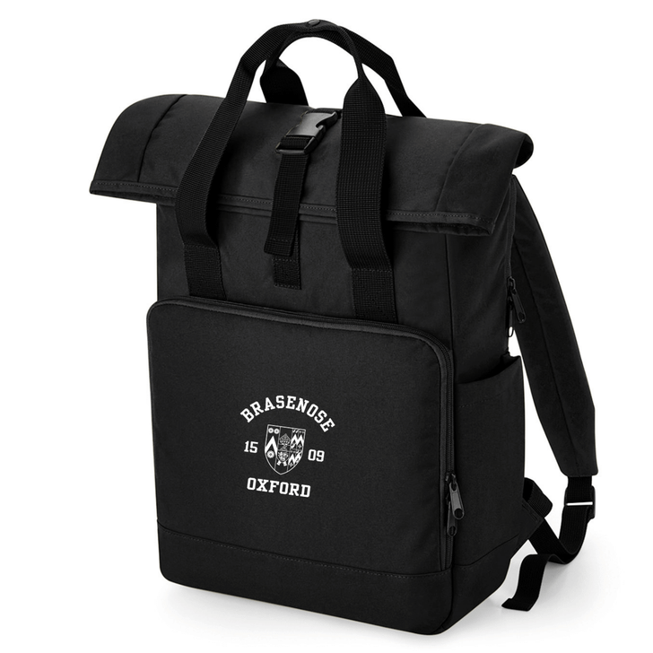 Oxford College Roll-Top Backpack – Black – Single Colour