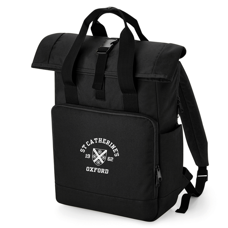 Oxford College Roll-Top Backpack – Black – Single Colour